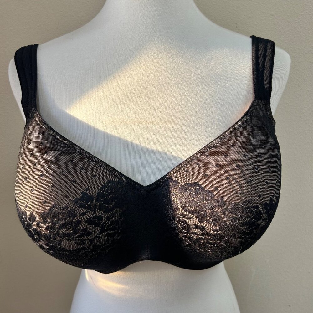 Soma Black Stunning Support Balconet Bra 40DDD Full Coverage Lace Detail